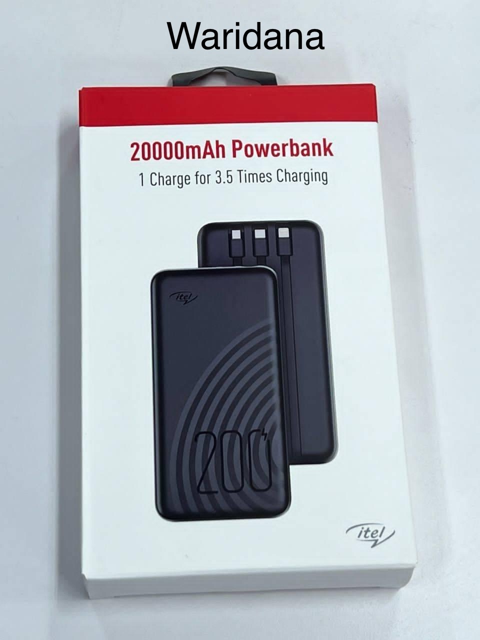 Itel 200C Power Bank 20,000mAh Fast Charge with LED Torch – Portable Black