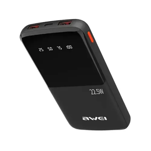 Awei P10K Power Bank 10000mAh 22.5W PD Fast Charge USB‑C Compact 145mm