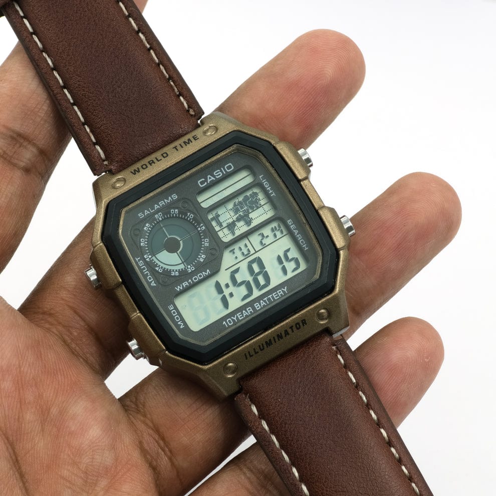 Casio AE-1200WHL-5AVDF World Time Digital Leather Belt Watch - 3