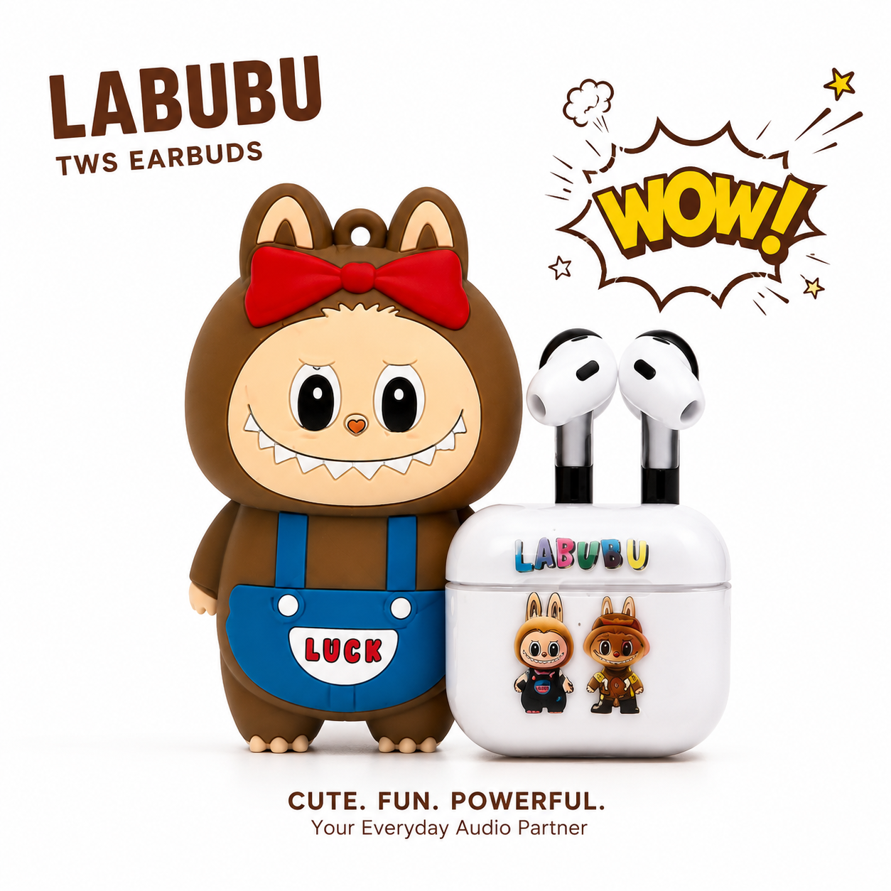 Labubu Doll Wireless Earbuds Set – Cute Pop Mart The Monsters Character Case with Crystal Clear Sound, Deep Bass & Bluetooth TWS Earphones - 5