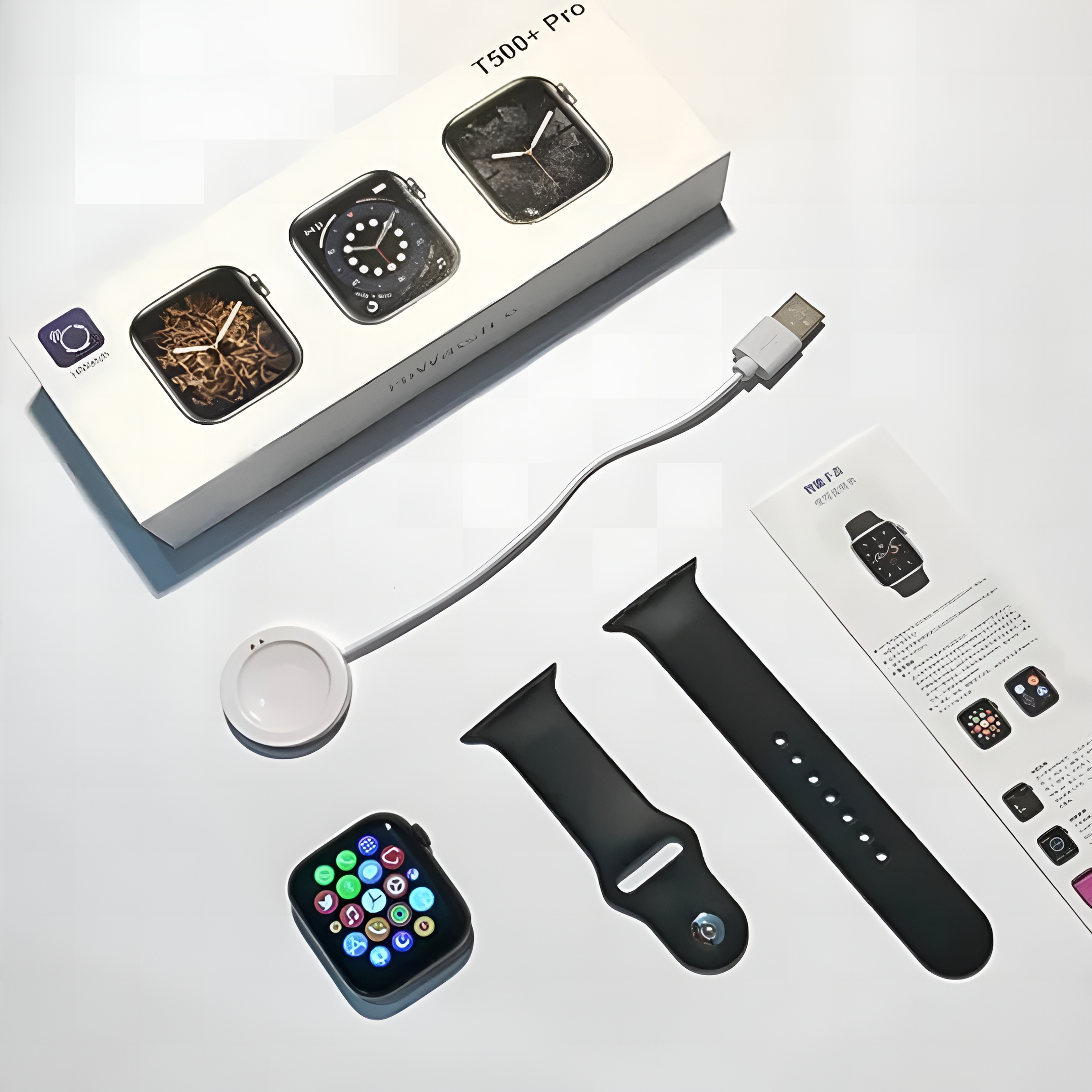 T500+ Pro Smart Watch with BT Call Heart Rate Blood Pressure for ladies men T500 Pro smart sport watches