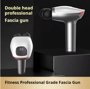 Professional Rechargeable Type-C Fascia Gun Double Handles and Heads Whole Body Muscle Relaxation Vibration Massage - 3