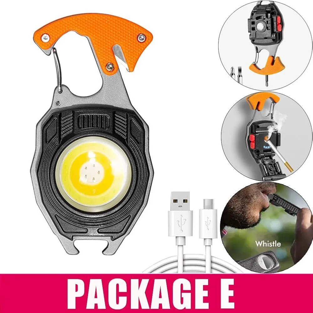 Keychain LED Flashlights – Rechargeable Torch with 7 Light Modes, Lighter, Whistle, Screwdriver, Bottle Opener, Magnet Base, 800 Lumens COB Light for Camping and Outdoor Emergency - 3