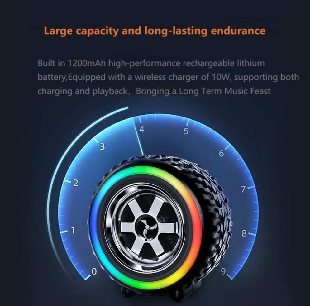 Portable RGB for Bluetooth Tire Boombox Multi-Function Subwoofer Speaker - 5