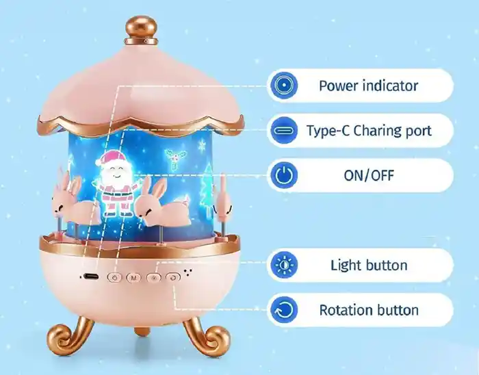 Rotating Cabin Projector Lamp Star Projector Night Light for Kids Baby carousel night light - 3