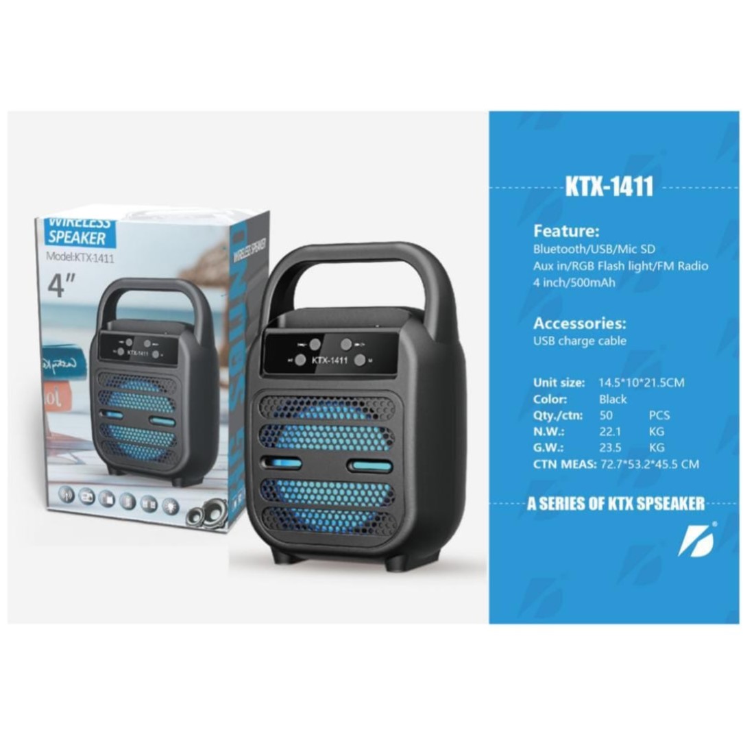 Ktx-1411 Wireless Bluetooth Portable Speaker 4 Inch - Elevate Audio Experience With A Portable And Wireless Speaker