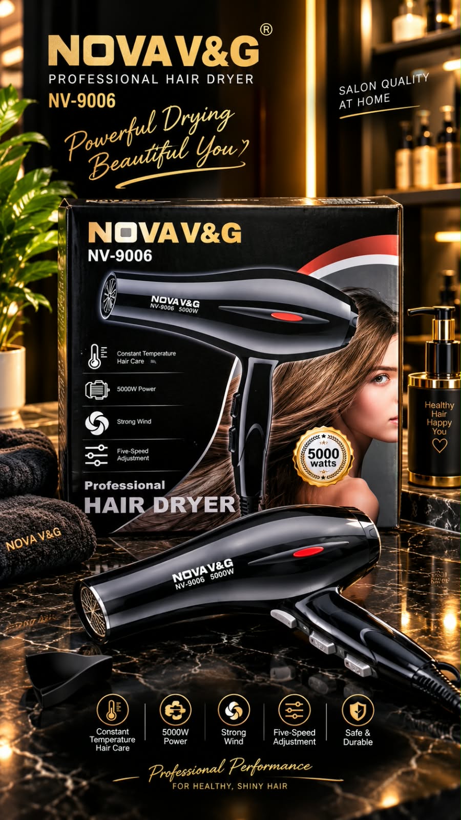 NOVA V&G NV-9006 Professional Hair Dryer