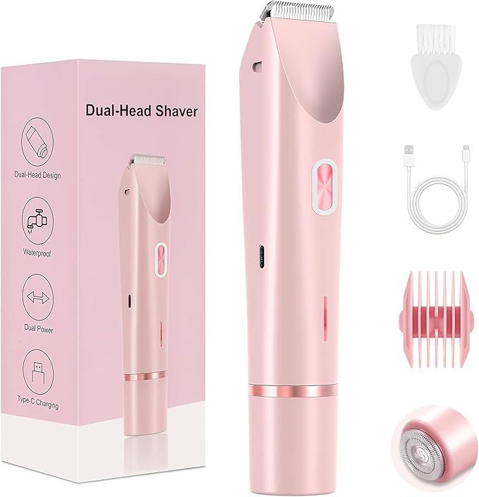 Waterproof Rechargeable Womens Electric Hair Remover Dual-Head Full-Body Shaver Wet/Dry Compatible Washable ABS Material - 4