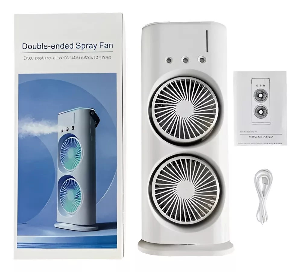 Spray Fan Double-Ended Fan Mini Evaporative Air Cooler Humidifier Fan With LED Light Personal Air Cooler For Travel Camping Room - 3