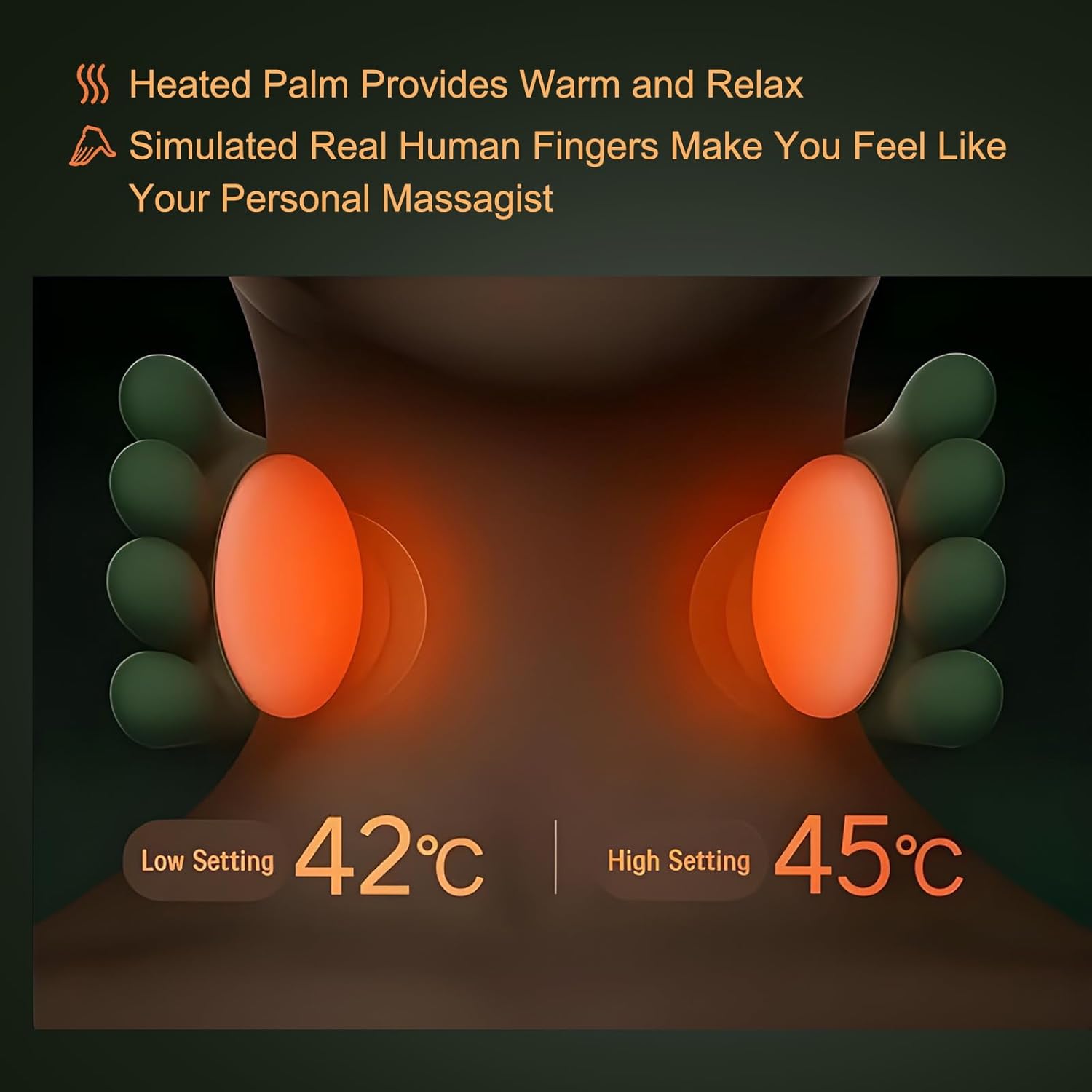 Bionic Heated Massager, Wireless Portable Shiatsu Neck and Back Massager, Electric Deep Tissue 4D Kneading Massage, Simulated Hu - 3