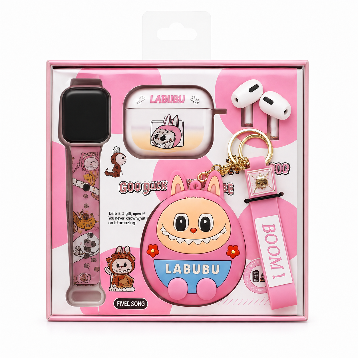 Pop Mart Labubu 2-in-1 Gadget Set – Cute Wireless TWS Earbuds & Smartwatch Strap Combo with Collectible Character Case - 2