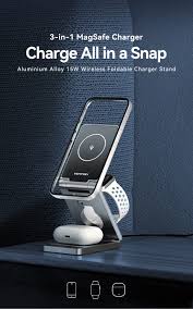 Vention FGFH0 3-in-1 15W Foldable MagSafe Wireless Charger Stand - 2