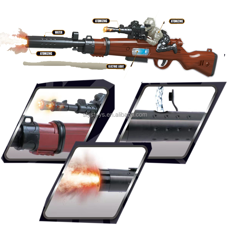 Spray Function Operated Flashing Gun Electric Soldiers Vibration Sniper Lights Sounds Toy Guns for Boys - 6