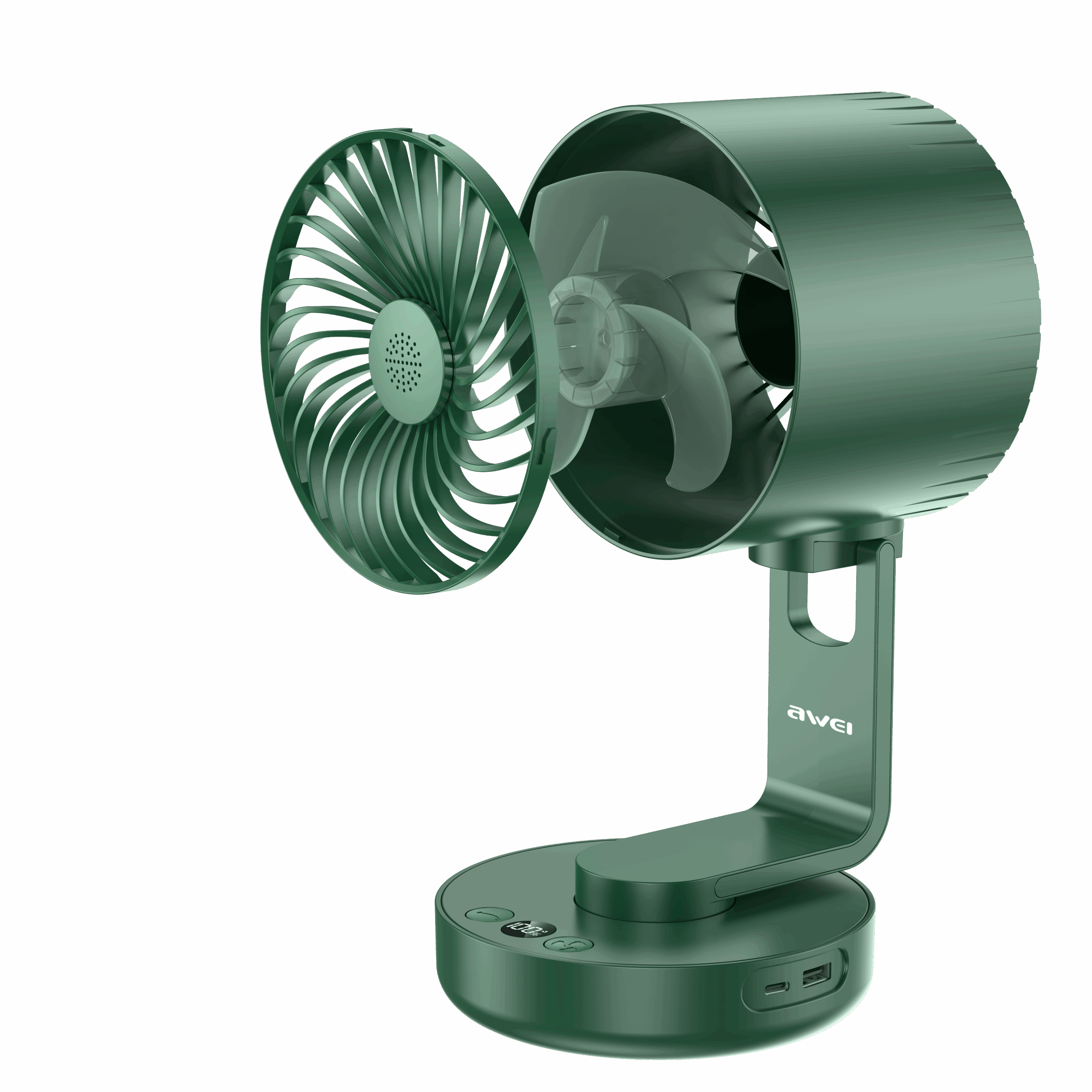 Awei F34 Strong Wind Air Circulation Wide Angle Night Lamp Fan 4000mAh - 5