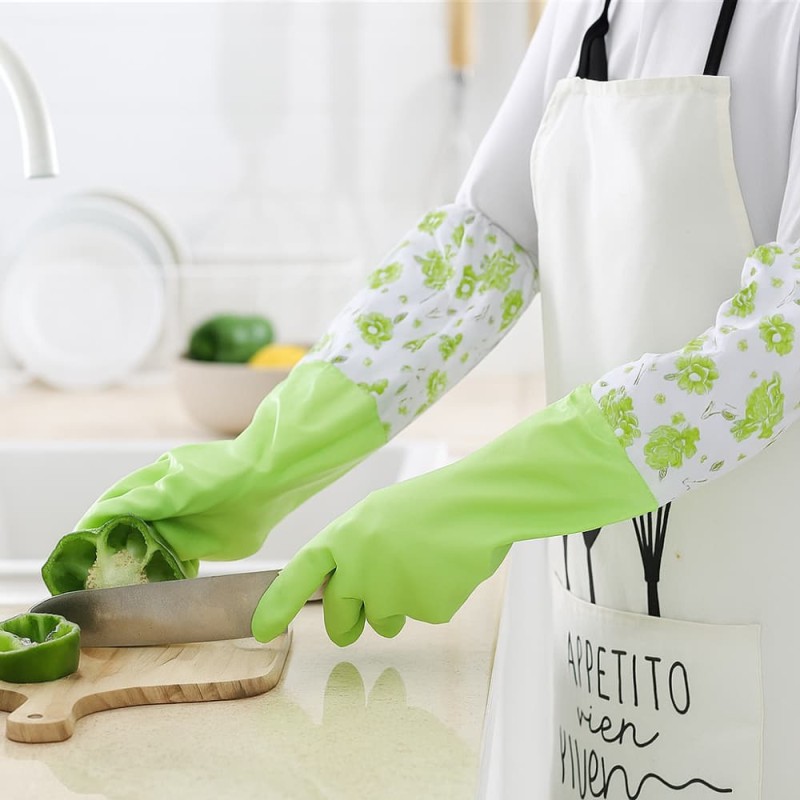 Rubber Cleaning Gloves Kitchen Dishwashing Gloves