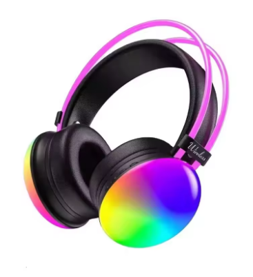 Stereo Rainbow LED Light Wireless Headset Professional Noise Reduction Headphone Noise-cancelling Over-Ear Earphone