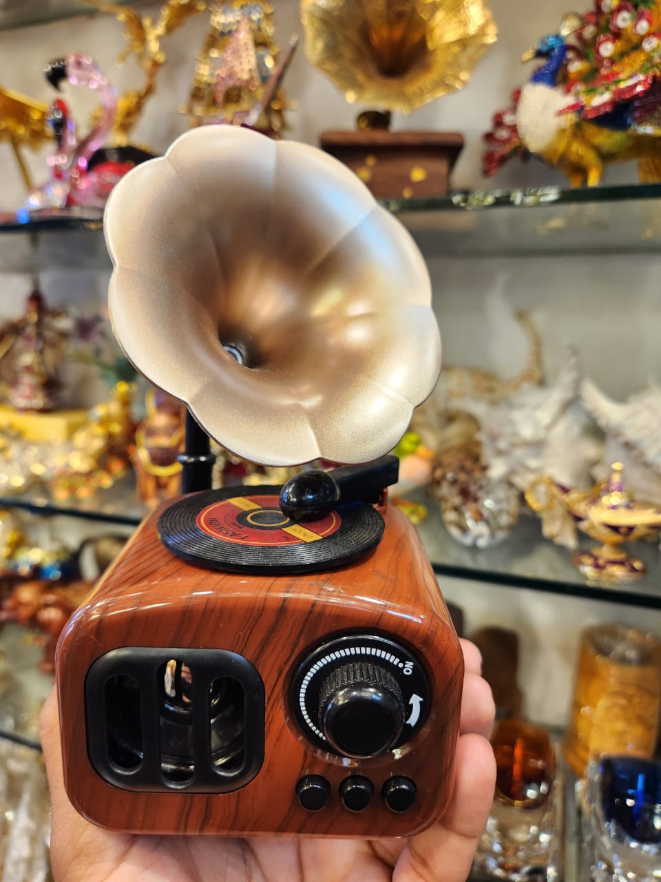 Vintage Gramophone Music Box - Miniature Phonograph Design - 2