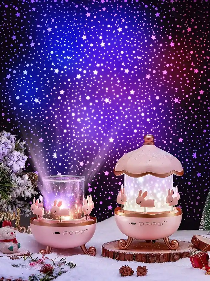 Rotating Cabin Projector Lamp Star Projector Night Light for Kids Baby carousel night light - 7