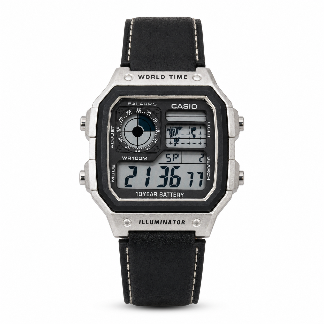 Casio AE-1200WHL-5AVDF World Time Digital Leather Belt Watch - 4