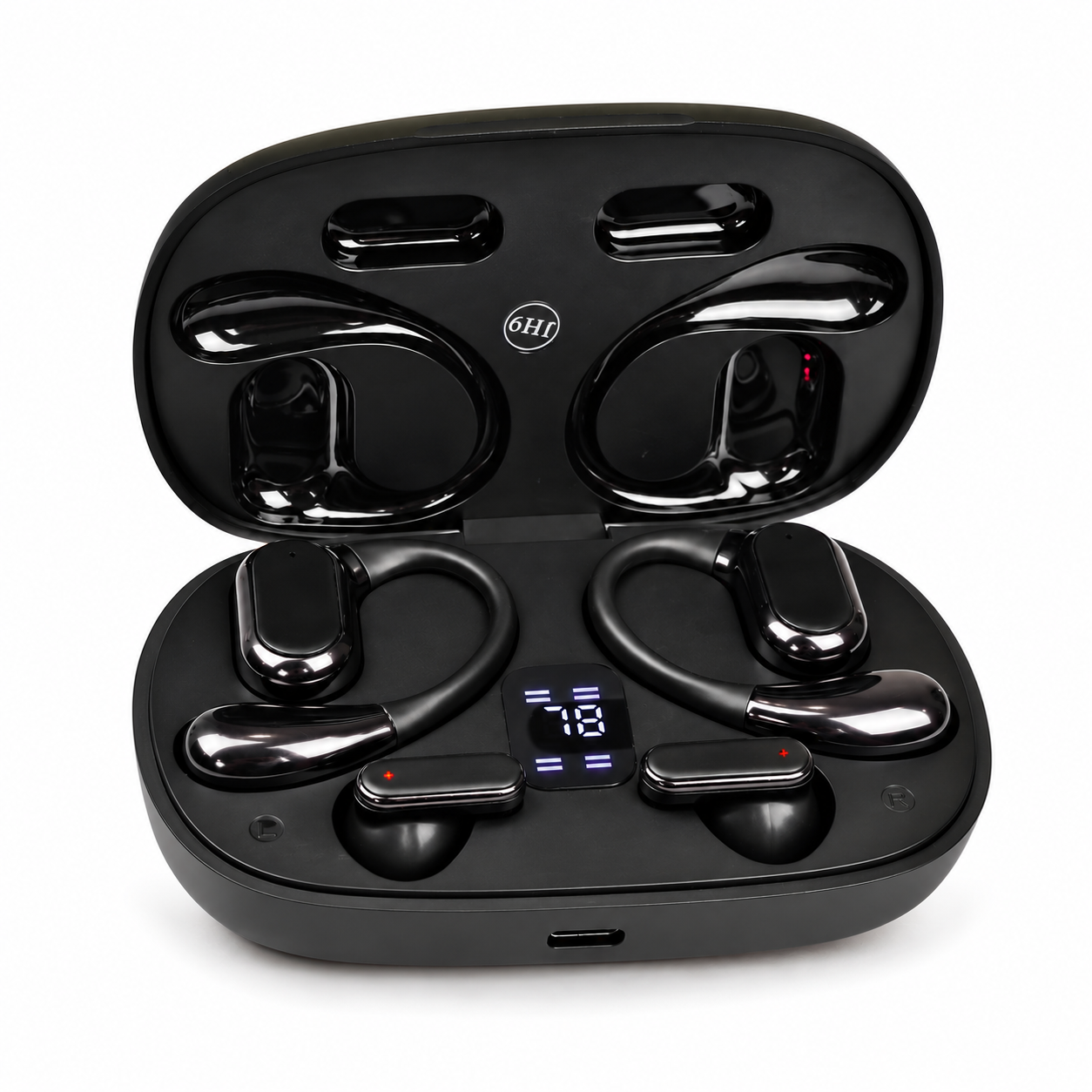 Q25 2-in-1 Couple Soft Ear Hooks TWS Wireless Earbuds – LED Digital Display - 4