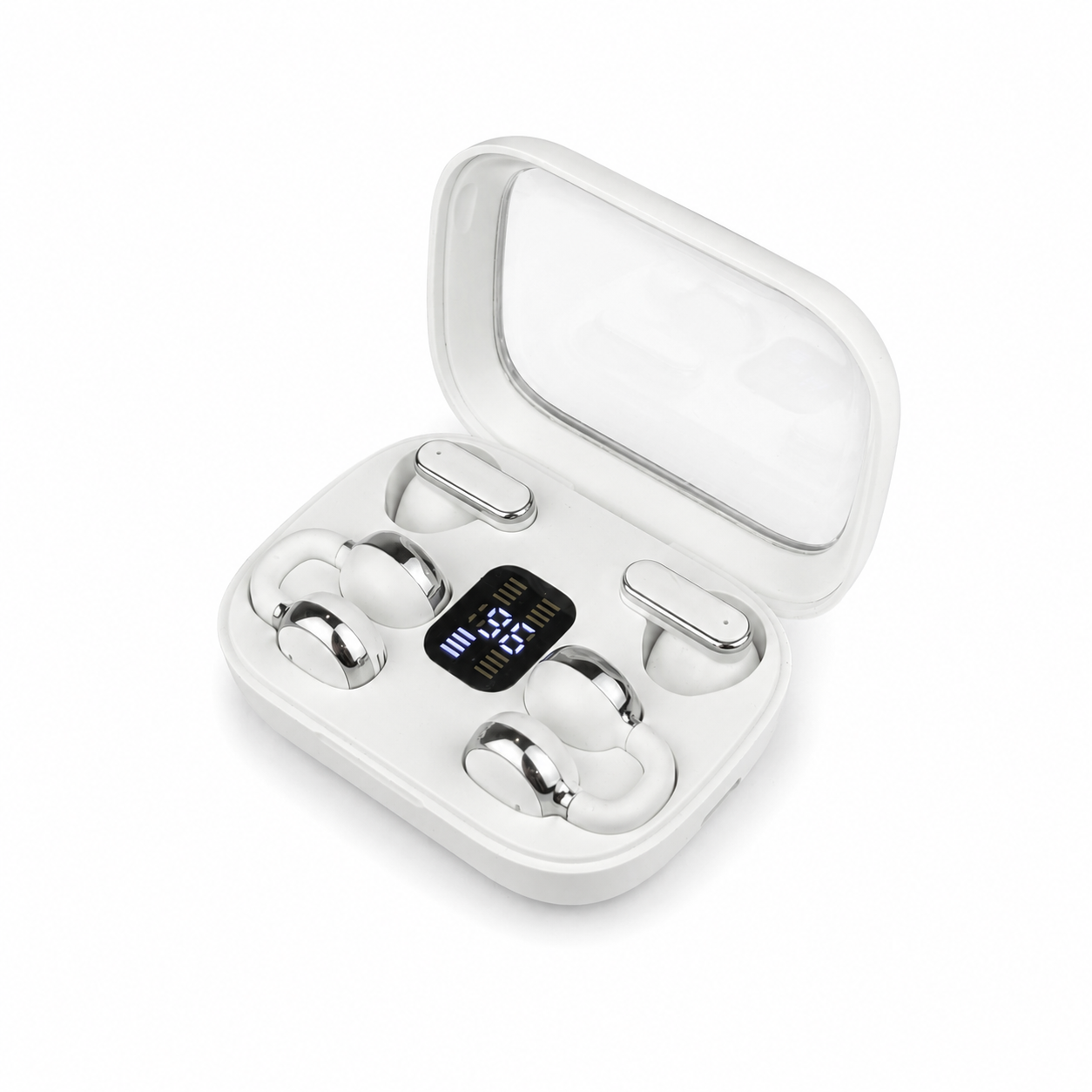 Q10 HiFi Stereo Sports Wireless Earbuds (2 Pairs) – 4-in-1 Combo Set with In-Ear & Open-Ear Clip Design, Bluetooth 5.4, LED Digital Display & IPX4 Waterproof - 3