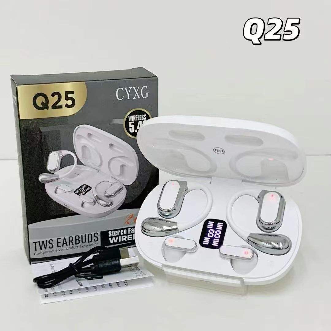 Q25 2-in-1 Couple Soft Ear Hooks TWS Wireless Earbuds – LED Digital Display - 2