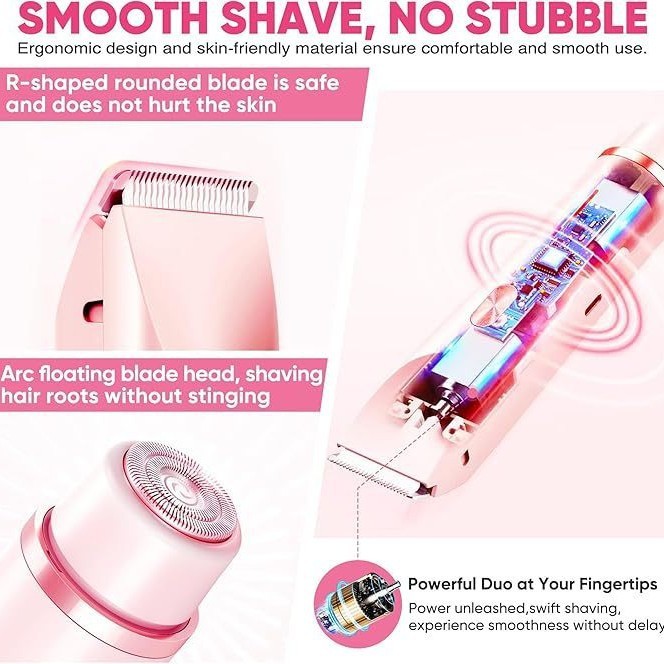 Waterproof Rechargeable Womens Electric Hair Remover Dual-Head Full-Body Shaver Wet/Dry Compatible Washable ABS Material - 3