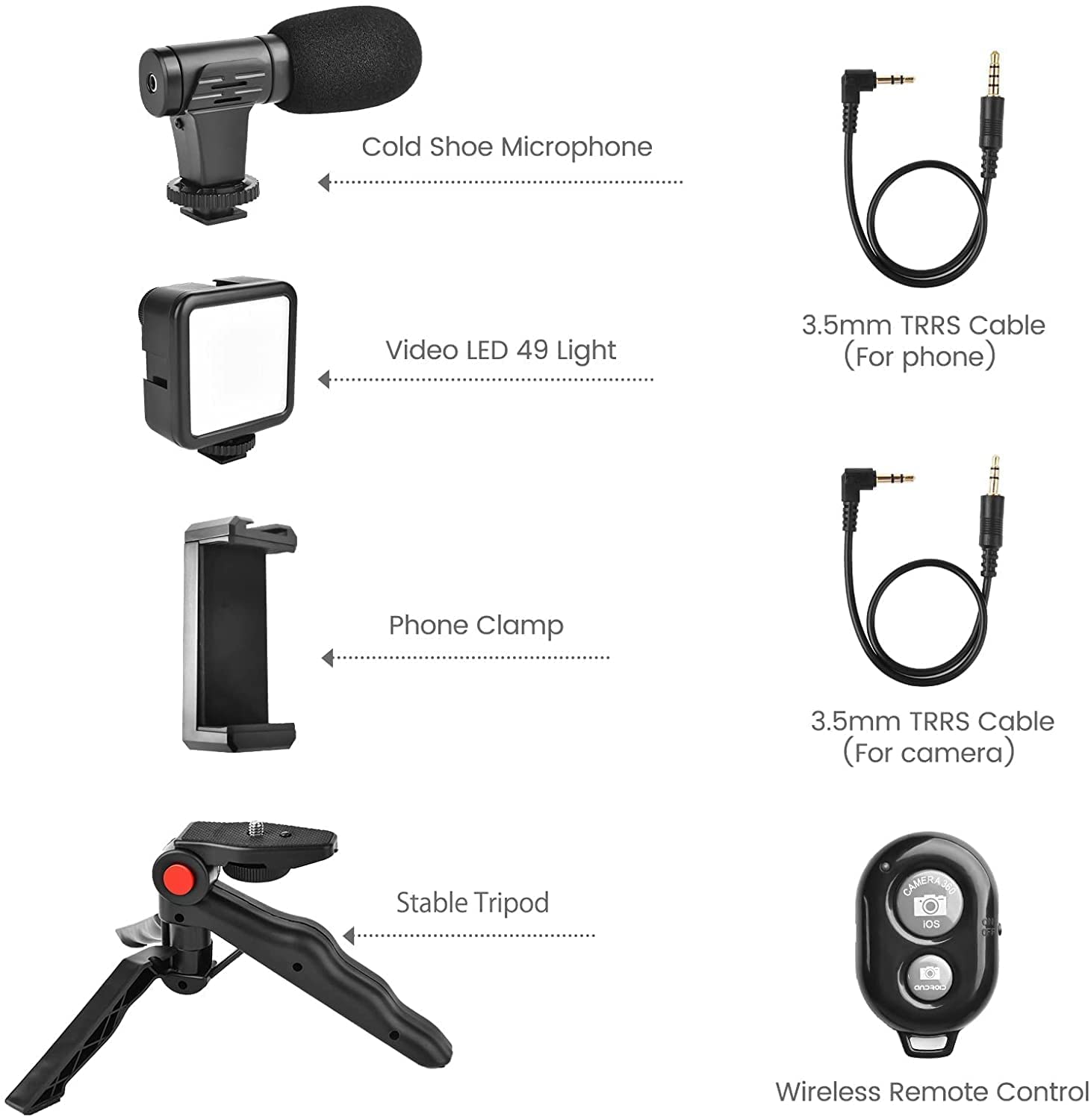 Video -Making Tripod Kit For Live Broadcast 3 In 1 With Microphone, Led Light, Mini Stand & Remote Control, Vloging Kit - 2