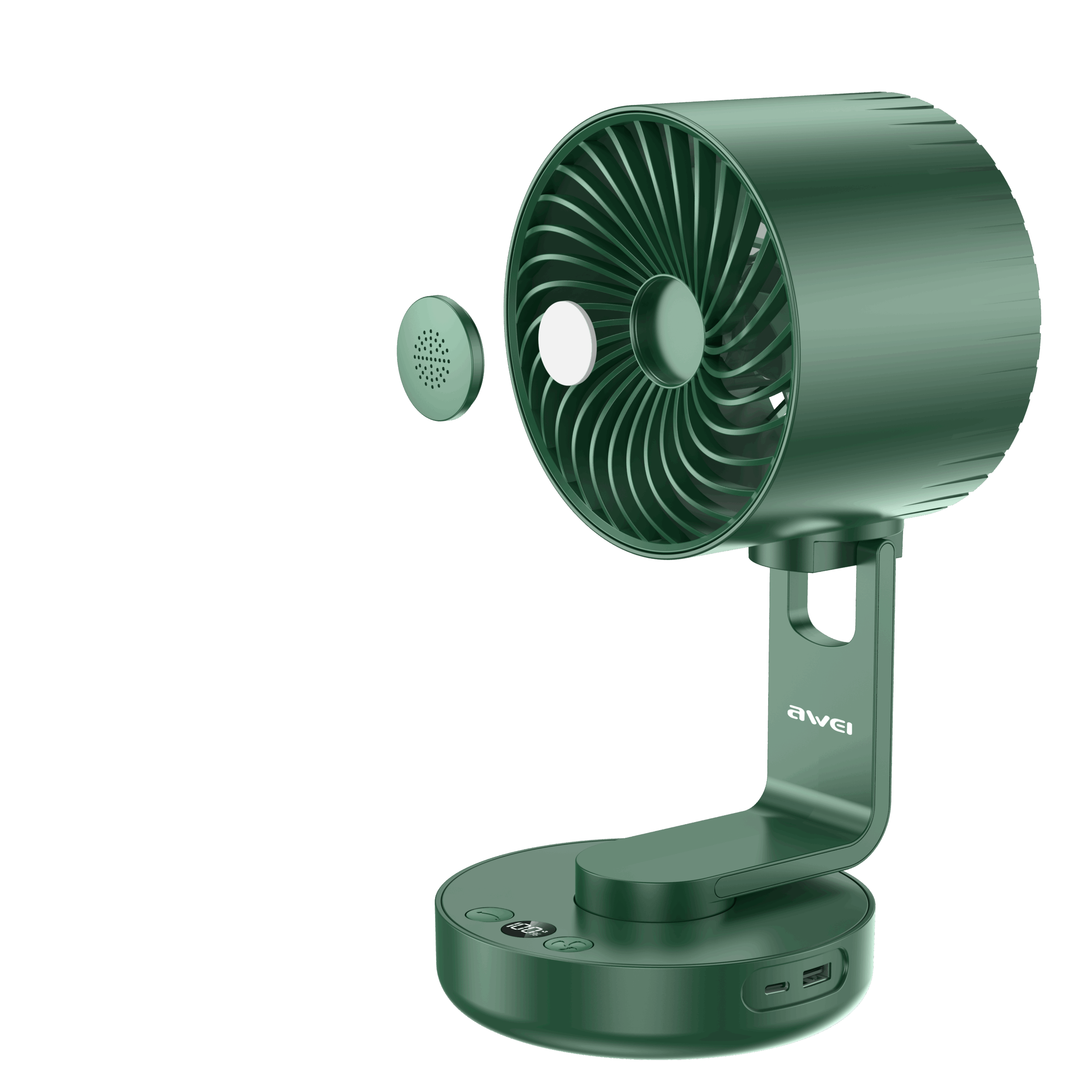 Awei F34 Strong Wind Air Circulation Wide Angle Night Lamp Fan 4000mAh - 4