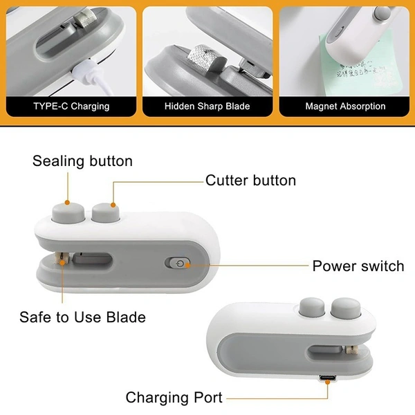 USB Rechargeable Handheld Food Bag Sealer – Seal Freshness Anytime - 3