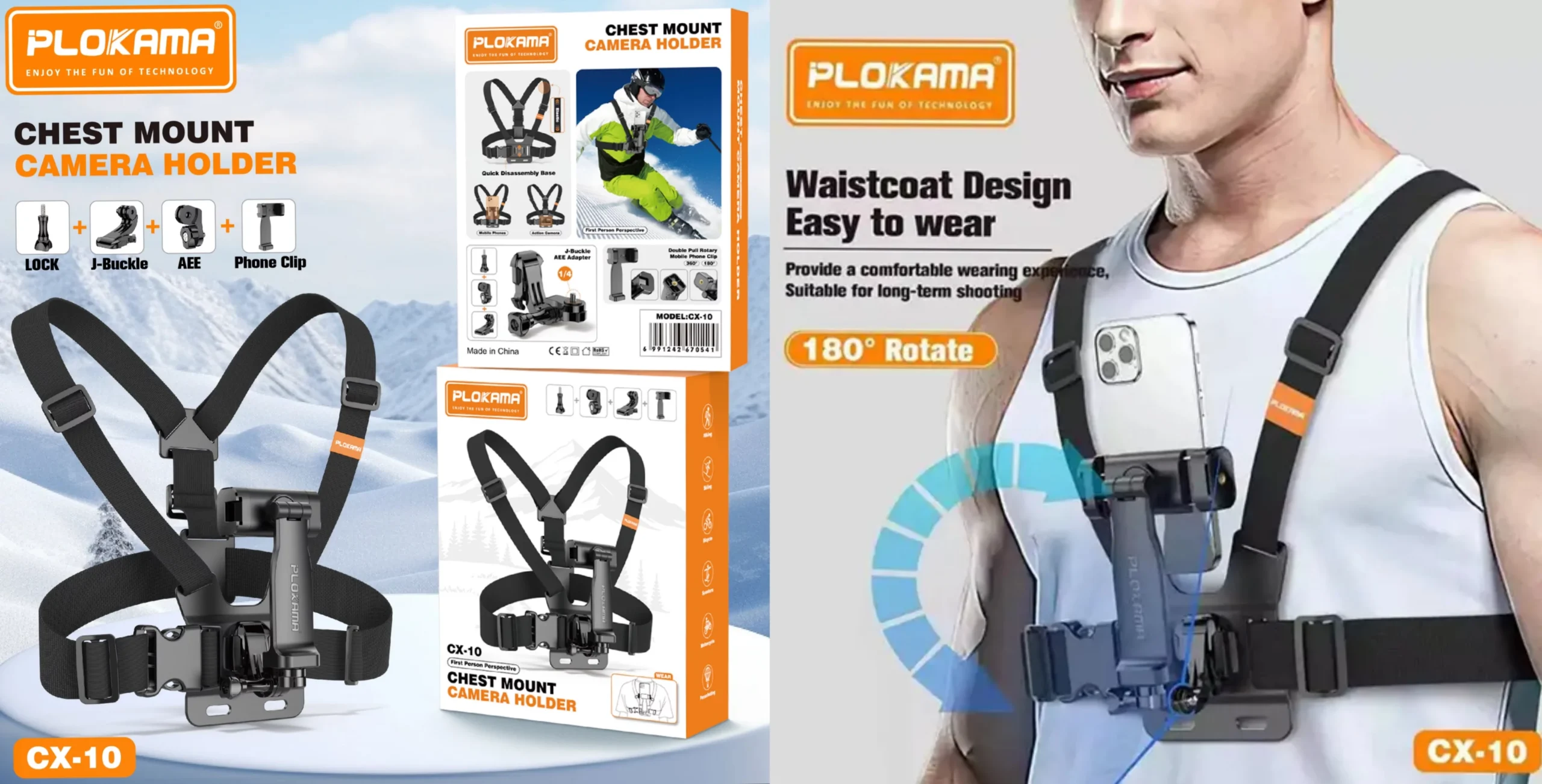 Plokama CX10 Chest Strap Phone Mount Holder - 2