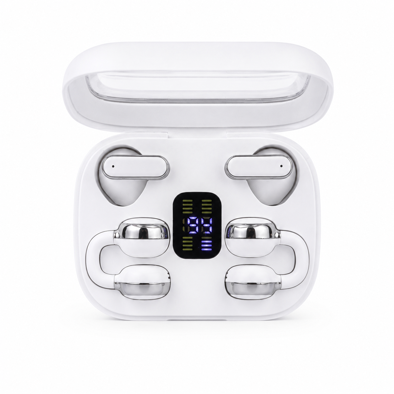 Q10 HiFi Stereo Sports Wireless Earbuds (2 Pairs) – 4-in-1 Combo Set with In-Ear & Open-Ear Clip Design, Bluetooth 5.4, LED Digital Display & IPX4 Waterproof - 5