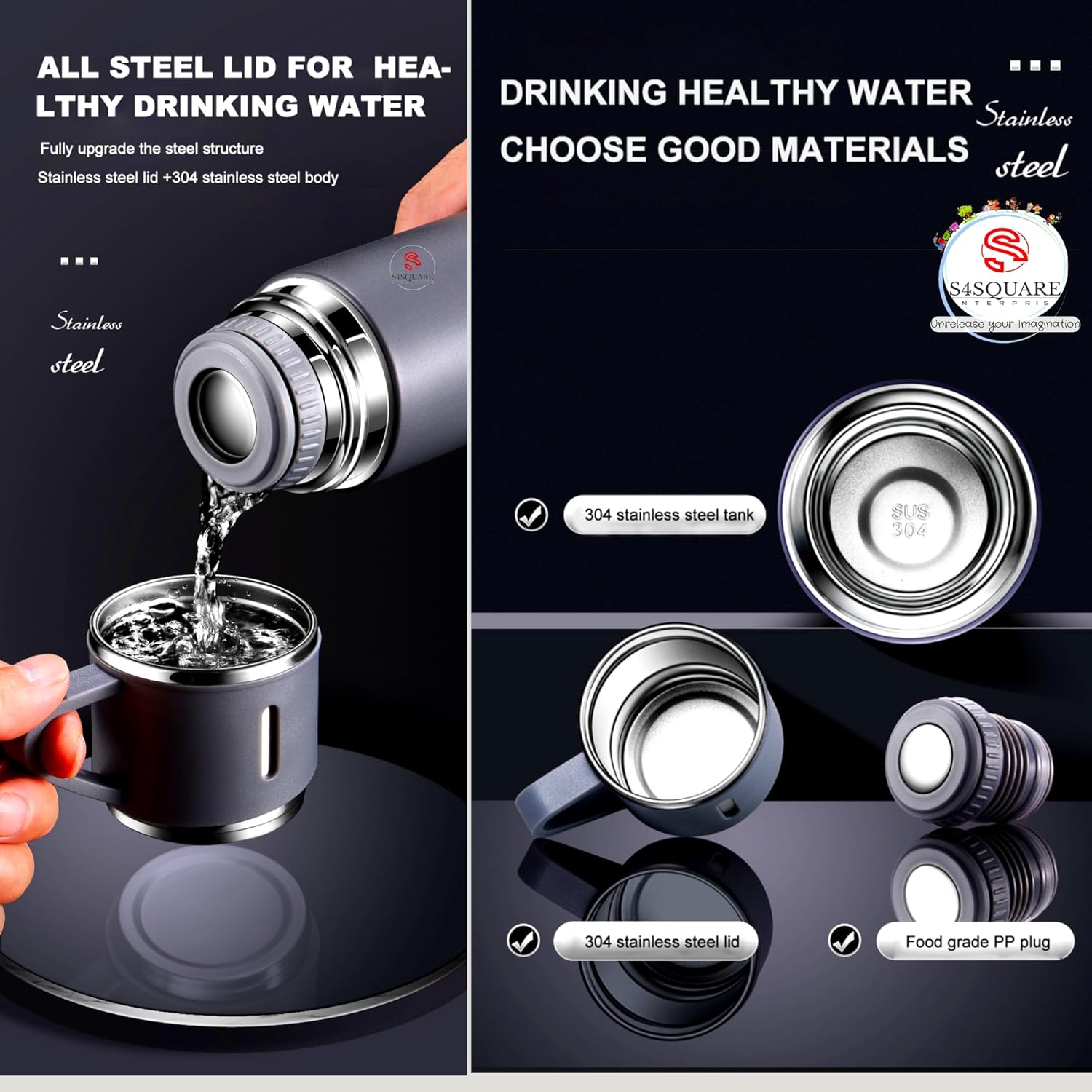 Vacuum Flask Set Drinking Water Bottle - 5