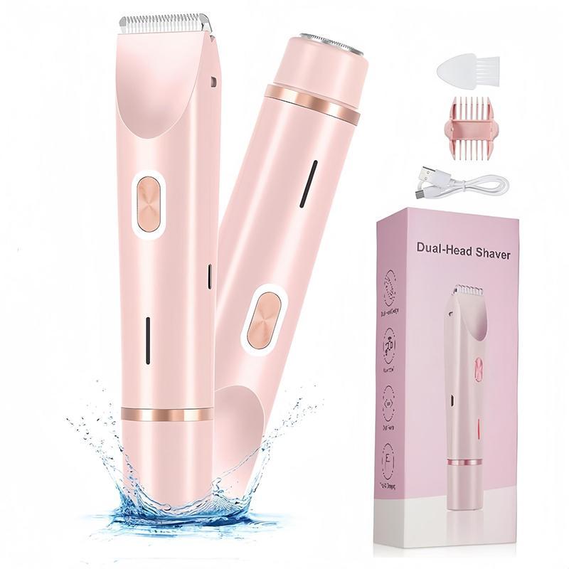 Waterproof Rechargeable Womens Electric Hair Remover Dual-Head Full-Body Shaver Wet/Dry Compatible Washable ABS Material - 2