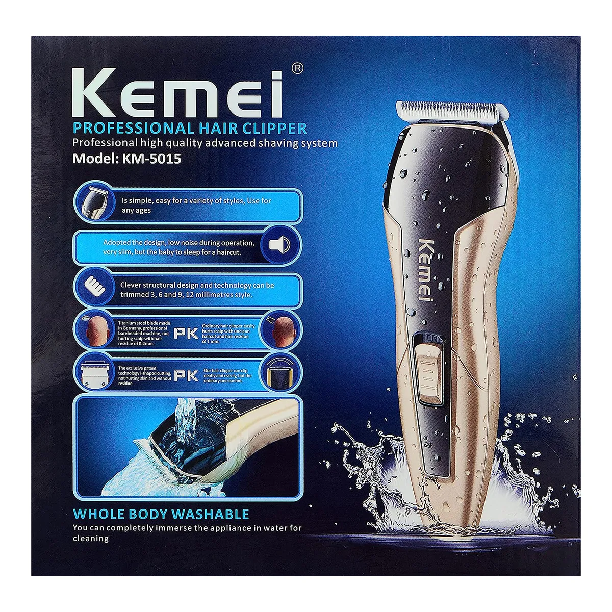 Kemei KM-5015 Professional High Quality Washable Hair Clipper