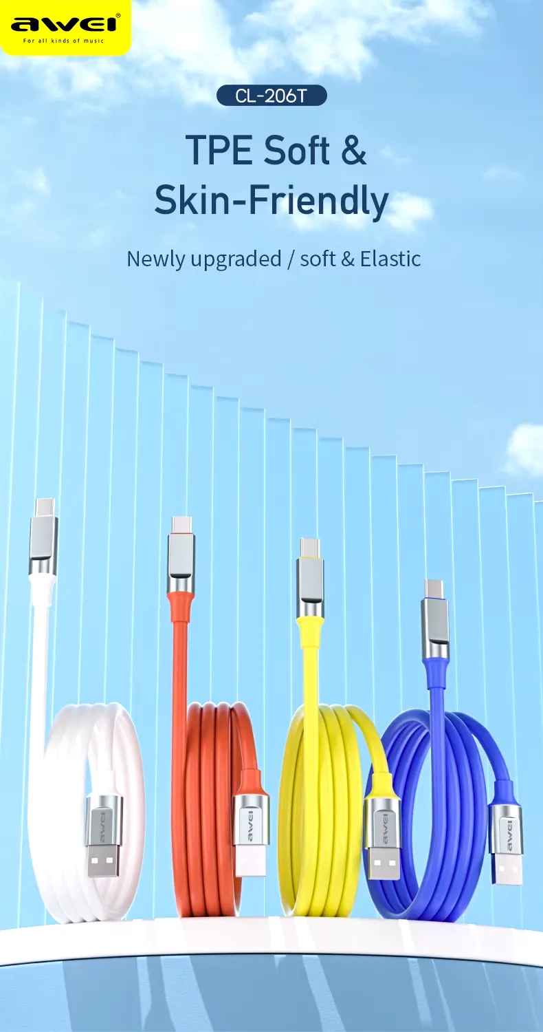 Awei CL-206L Lightning Cable Fast Charging 2.4A USB Data Sync Cord For iPhone ( Multi Color ) - 5