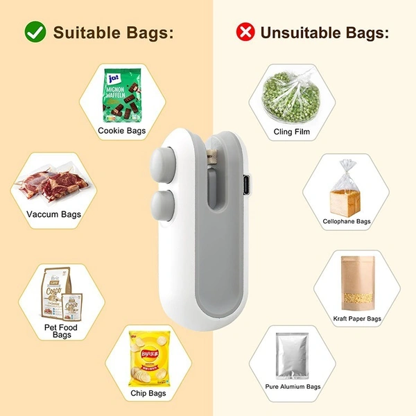 USB Rechargeable Handheld Food Bag Sealer – Seal Freshness Anytime - 2