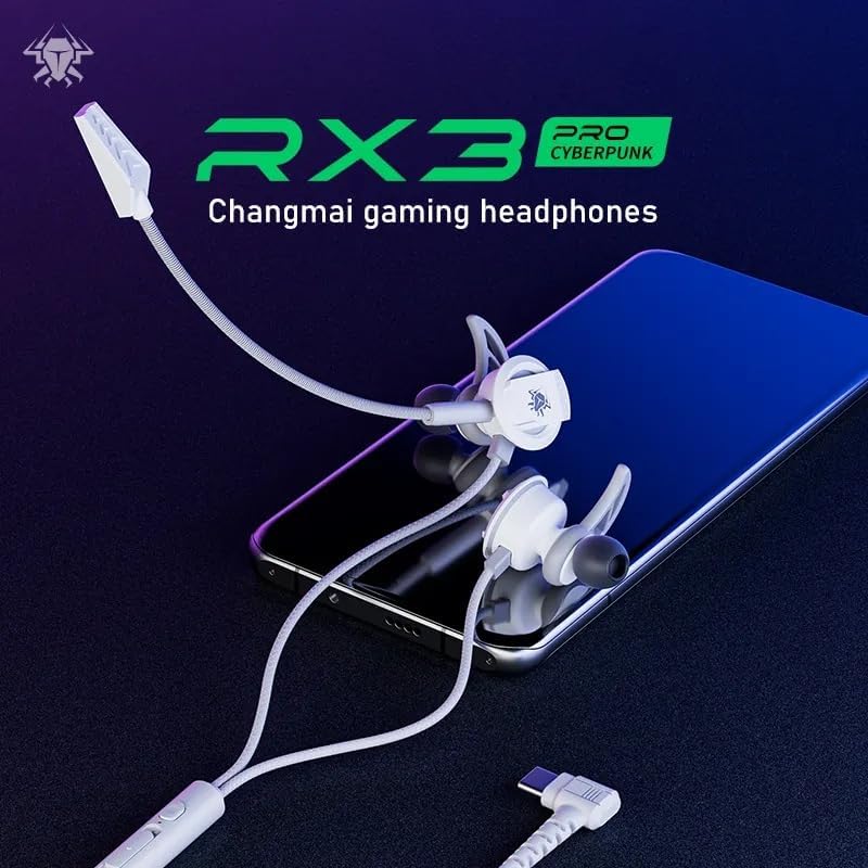 RX3 Pro Gaming Headphones, Wired Type-C, Over-Ear, Grey, 16 Ohm Impedance, Dual HD Noise-Cancelling Mic, 20Hz Frequency Response, 10MW Sensitivity, Curved Jack - 5