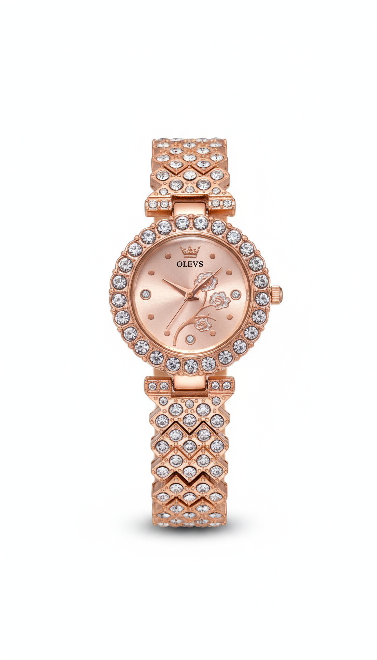 OLEVS rose gold-tone case and strap watch
