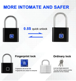 Mini Keyless Smart Security Lock Fingerprint Padlock For Cabinet Box Waterproof Fingerprint Padlock - 2