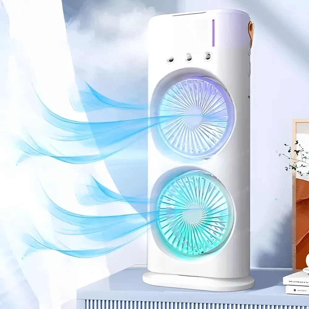 Spray Fan Double-Ended Fan Mini Evaporative Air Cooler Humidifier Fan With LED Light Personal Air Cooler For Travel Camping Room - 4