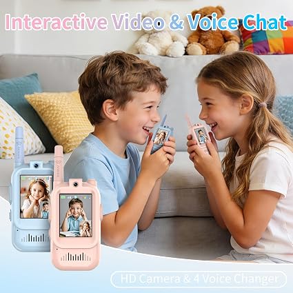 Kids Video Walkie Talkie 2-Way Intercom Set – 2.0" Screen, Built-in Camera, No SIM/Internet Required, Type-C Rechargeable Wireless Toy for Children - 3