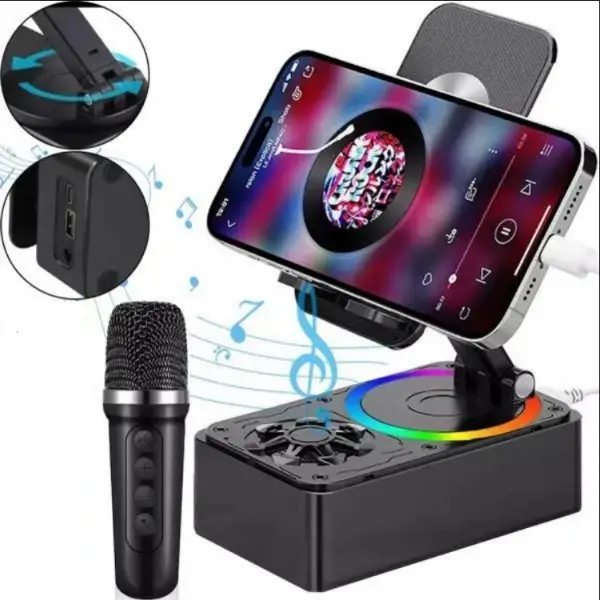 K98 Rotating Foldable Cell Phone Stand with Bluetooth Speaker