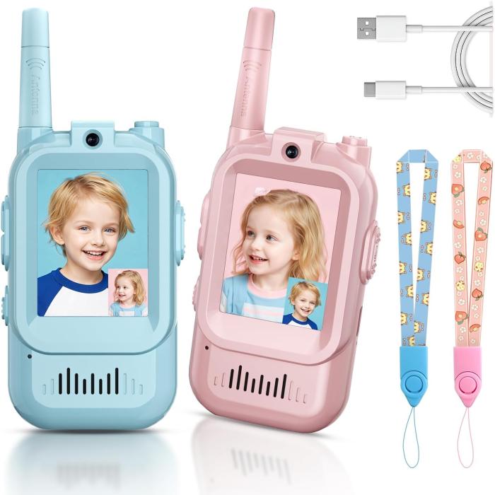Kids Video Walkie Talkie 2-Way Intercom Set – 2.0" Screen, Built-in Camera, No SIM/Internet Required, Type-C Rechargeable Wireless Toy for Children - 2