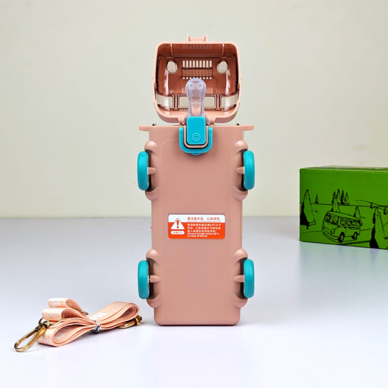 Bus Design Straw Water Bottle - 3