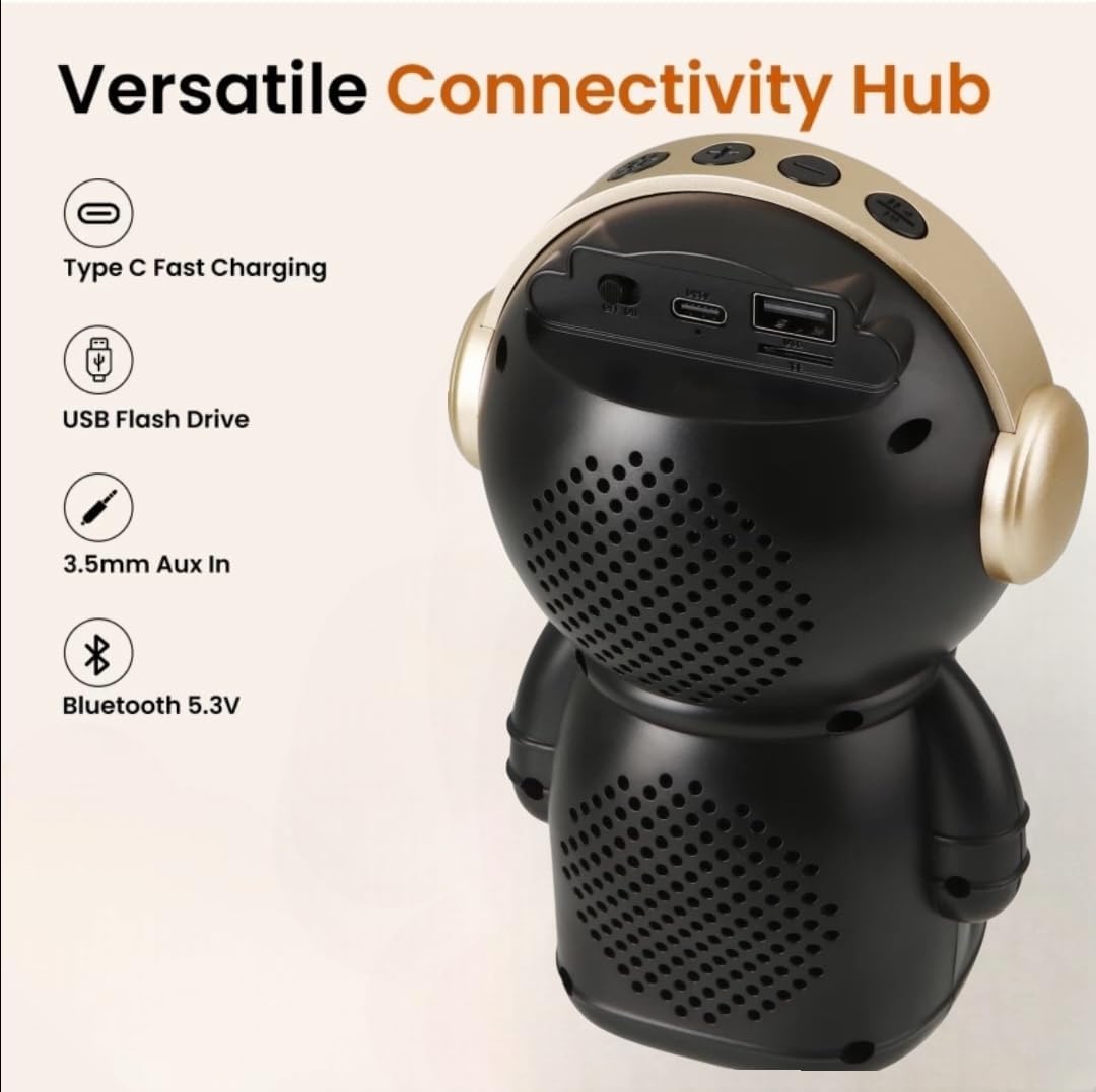 Wrader X808 Wireless Stereo Woofer Bass Cute Gift Astronaut Loud Portable Creative Active Bass Rgb Light Bluetooth Speaker - 4