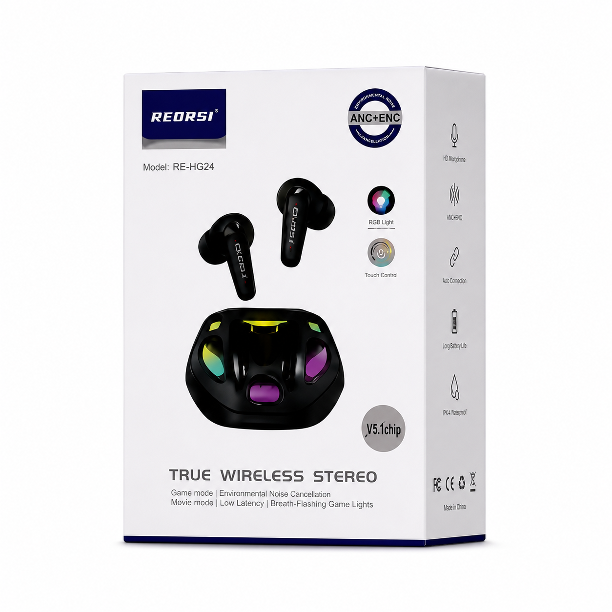 RECRSI RE-HG24 ANC & ENC Gaming Earbuds | Low Latency, Active Noise Cancellation, Crystal-Clear Calls & Immersive Sound - 2