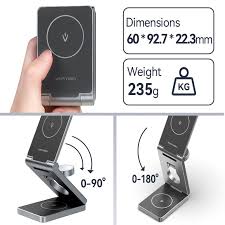 Vention FGFH0 3-in-1 15W Foldable MagSafe Wireless Charger Stand - 3