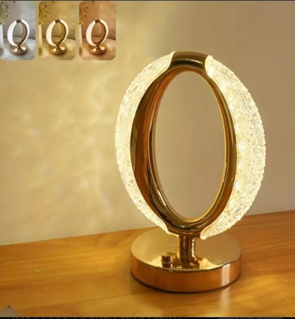 O- shaped crystal table lamp