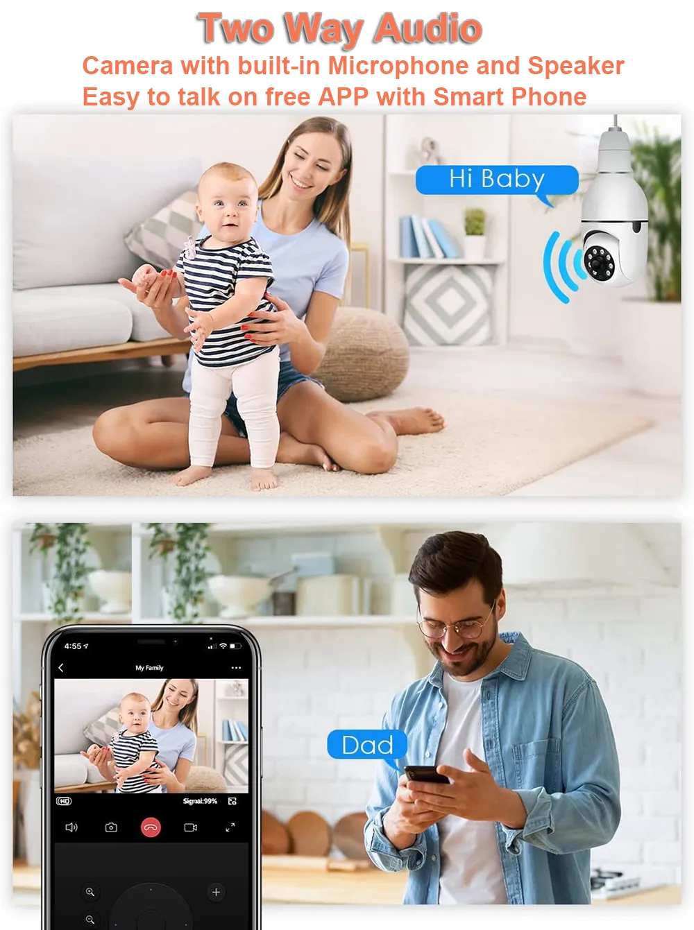 Smart 360° Rotated Security Camera HD 1080P with Two-way Audio, Motion Tracking, and Waterproof Design - 6